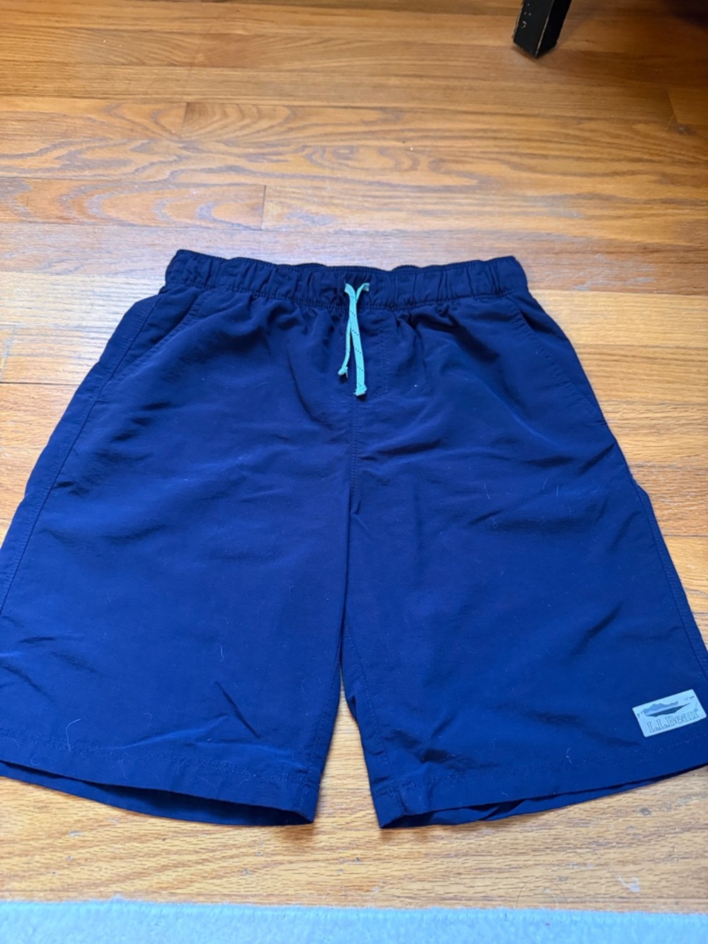 L.L. Bean Navy Shorts with Teal Logo Patch